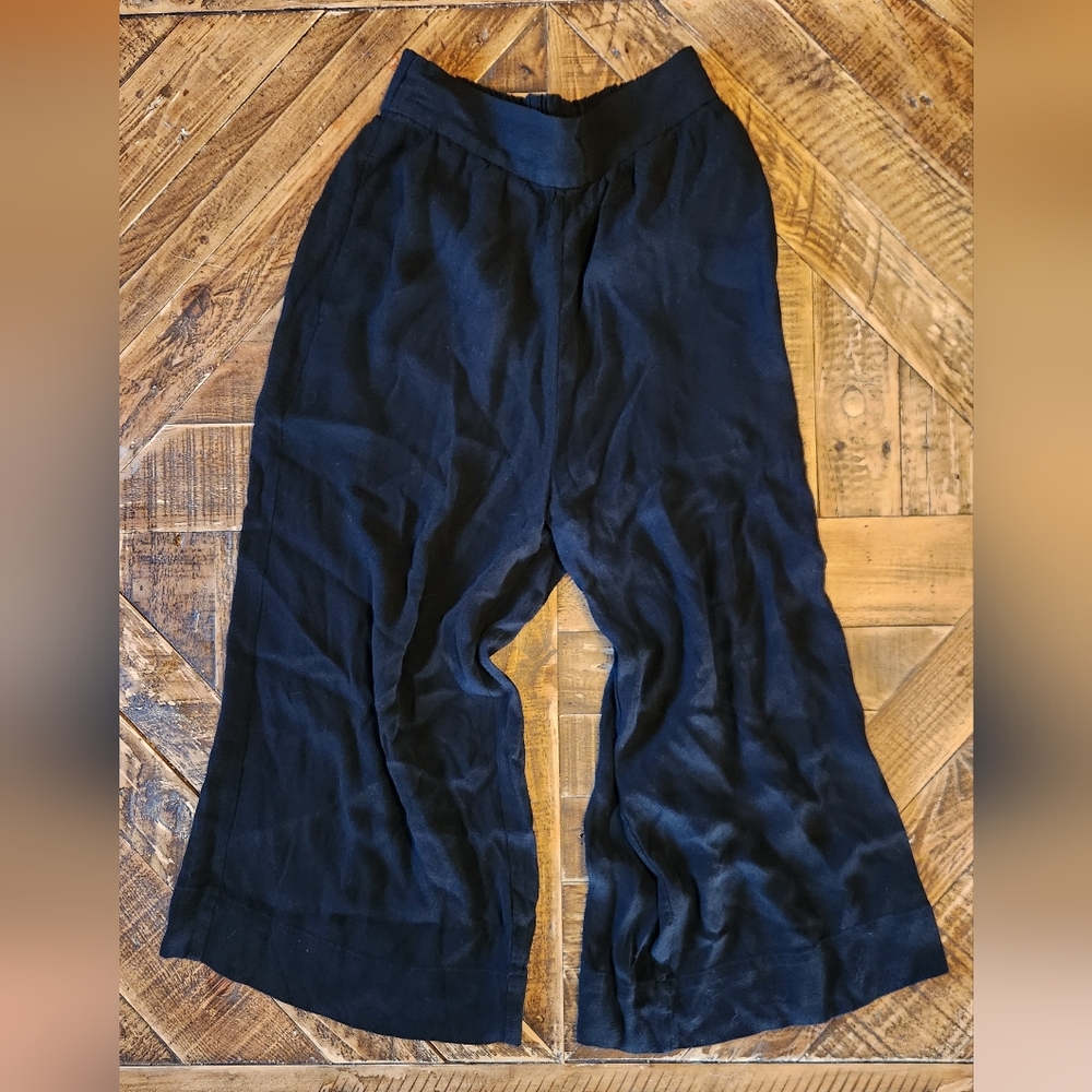 Madewell Crinkled Crepe Black Pull On Crop Pants Size XS - Picture 3 of 10
